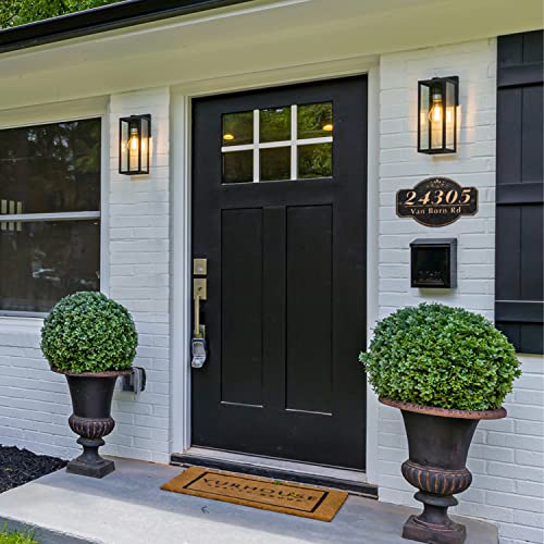 Address Plaque Hand-Carved - Personalized Home Address Plate Sign House Number Plaque Sign For House,Apartment,Garden,Street Brick Wall Outside - 911 Visibility - Any Fonts Large Options- Metal And Acrylic - 13.8 X 8.5 Inch #TOP5