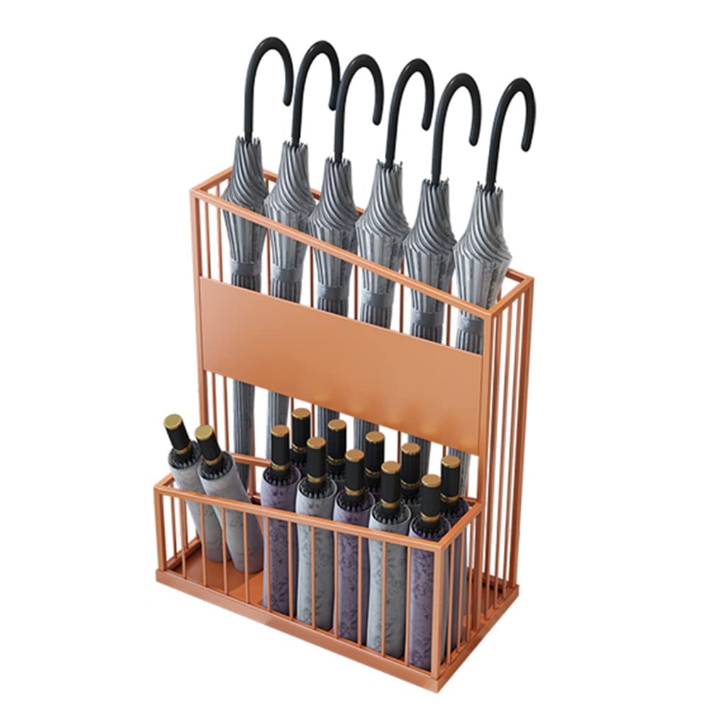 GHHVFEC Metal Umbrella Holder for Indoor Use - Double Layer Umbrella Drainer for Hallways, Hotel Lobbies, Holds 14-60 Umbrellas, Stylish & Functional Design