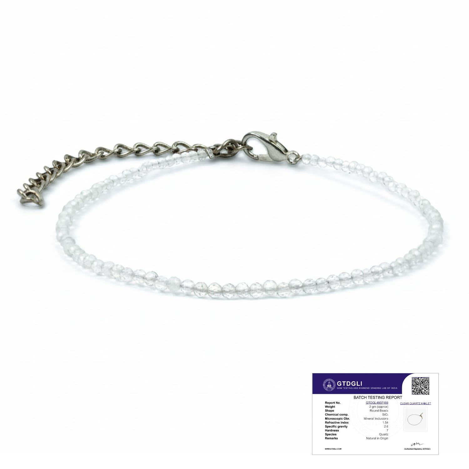 Clear Quartz Anklet | Master Healer Stone for Energy, Focus & Positivity | Clear Quartz Anklet for Women | Best Gift for Woman | Spiritual Jewellery for Women