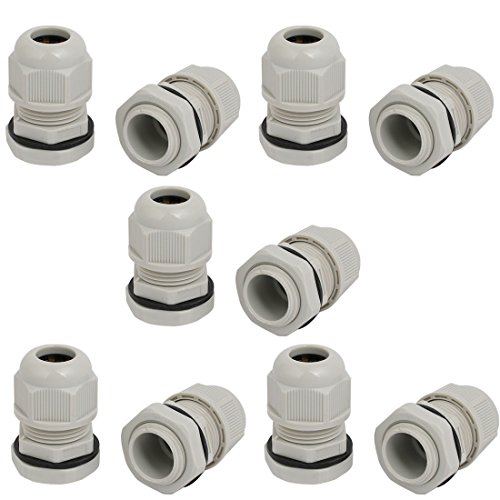 Aexit PG13.5 3.5mm-5mm Transmission Nylon 3 Holes Adjustable Cables Gland Connector Gray 10pcs