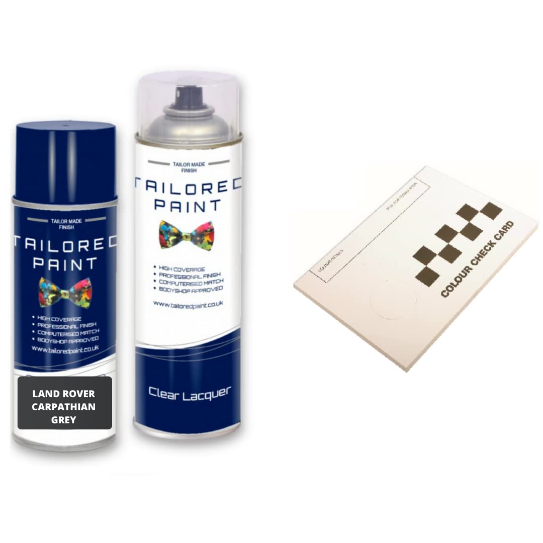 Tailored Paint Carpathian Grey Metallic 1Au/Lkt/2204 Aerosol Spray Paint For Land Rover Discovery L462 2017-2021 Complete With Colour Checker Card(Aerosol Spray Paint + Lacquer)
