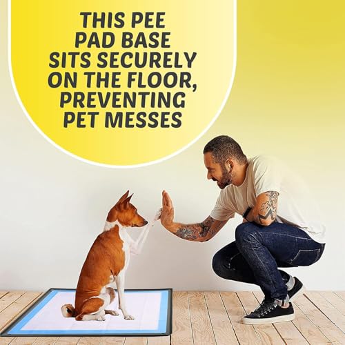 Image of TidyFriend 2 Pk Pee Pad Holder Tray for 28 inch x 23 inch Pee Pads with Corner Lock Holes, Raised Edges, Non-Spill, Easy to Clean Silicone Dog Potty Tray Holder, for Indoor Floor Protection (Grey)