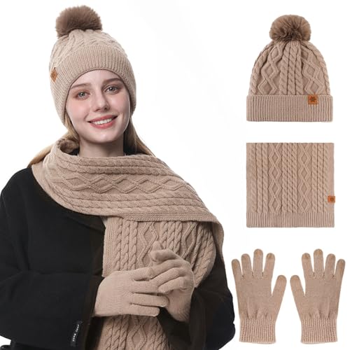 Conjunto Bufanda Y Gorro Y Guantes Mujer, Conjunto Gorro Y Bufanda Mujer Gorros Invierno Mujer Guantes Tactiles 3 En 1, Guantes Termicos Mujer Guantes Invierno Mujer Bufanda Mujer Invierno