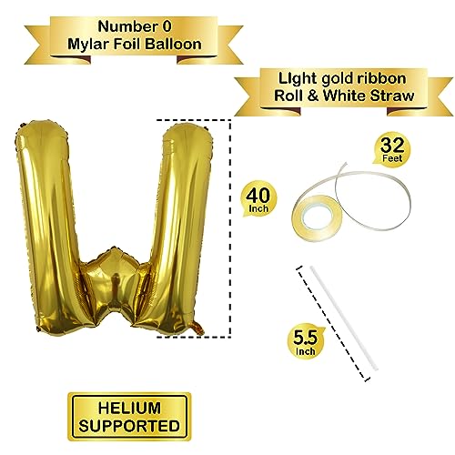 Image of Letter Balloons Gold Party Balloon - 40 Inch Large Gold Letter W Balloon, Letter Balloon Birthday Decorations, Balloon for Women Men Anniversary Party Decorations Supplies