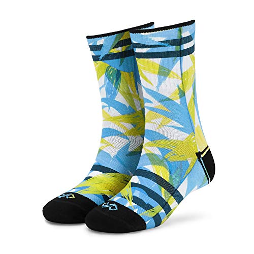 Image of DYNAMOCKS Men & Women Crew Length Socks (Spring) (Pack of 1 pair; Multicolour; Anti-Odour; Breathable; Durable) (Small-Fits Shoe Size India /UK 4-7)(Large-Fits Shoe Size India /UK 8-10)
