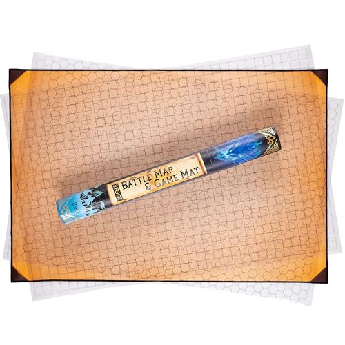 da Vinci's Room 2-in-1 DND Battle Map and 3 Foot Rubber Game Mat 36x24 inches with Dry Erase Square...