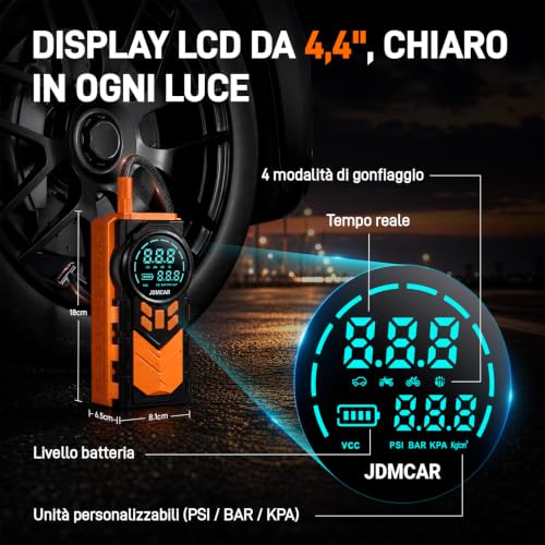 Miniatura 4 de JDMCAR Arrancador de Baterias Coche Compresor -4 en 1 con Pantalla LCD