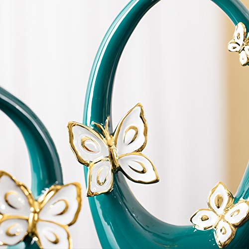 Keramische Kleine Mond Vaas Gedroogde Bloemen Simulatie Bloem Decoratie Vaas Woonkamer Entree Tv Kast Thuis Aanrecht Vaas 32x17.5x7 Cm, 29x22x5.7 Cm, 2 Stks - Afbeelding 4