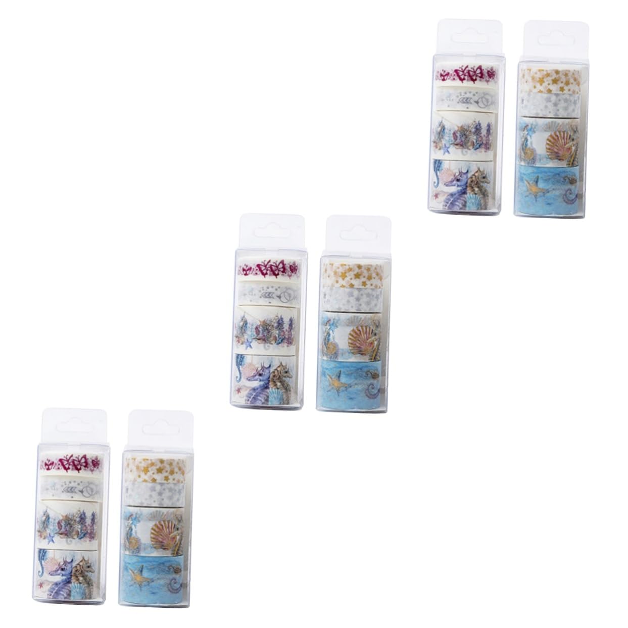 Lurrose 6stücke Cartoon Unterwasserwelt Klebeband Buntes Washi Tape Für Büro Schule Zufälliger Stil Kreatives Basteln Scrapbooking