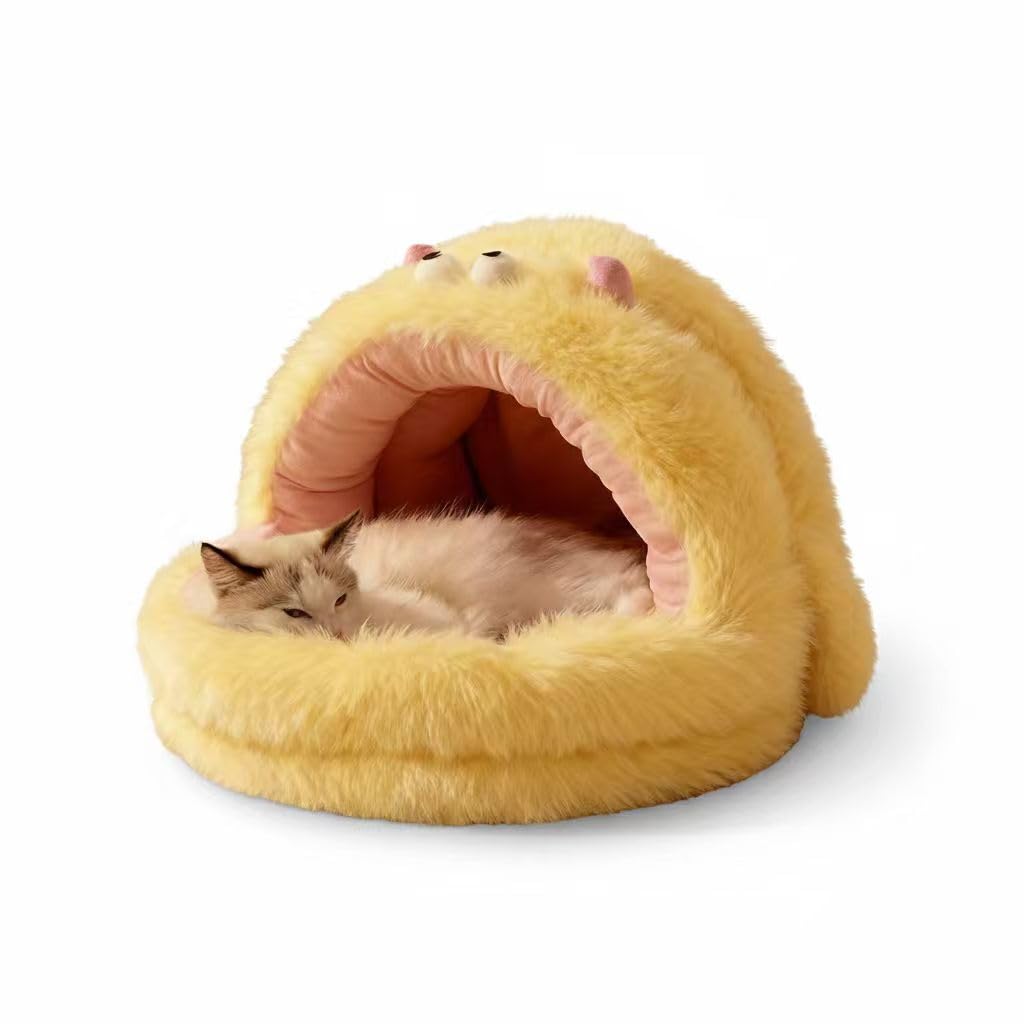Lit pour chat apaisant et canapé grotte doux pour chien S