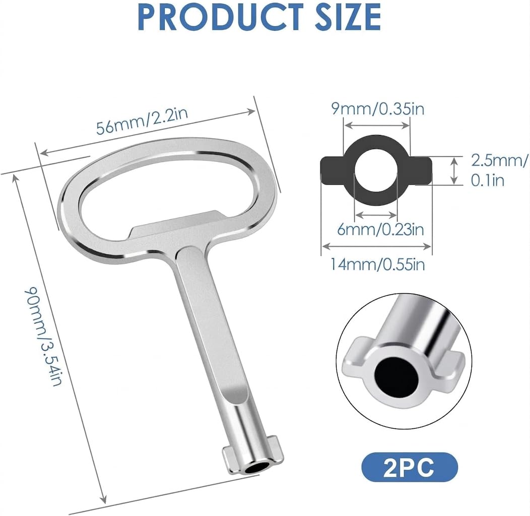 2PCS Llave del Gabinete Eléctrico 6mm Aleación de Zinc Llave del Armario de Control Llave de Caja de Medidor Multifuncional, Adecuado para Armarios de Distribución Armarios Rittal PS Armarios GGD