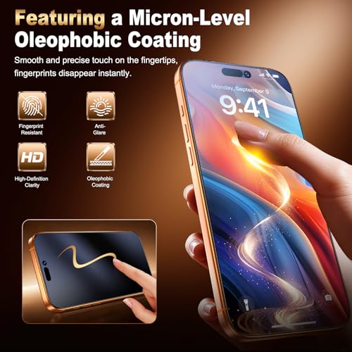 Image of UniqueMe for iPhone 17 Pro Max Matte Screen Protector - 6.9 inch - 2 Pack | HD,Smooth Matte Finish,9H+ Tempered Glass,Anti-Glare, Anti-Fingerprint, Bubble Free, Easy to Install