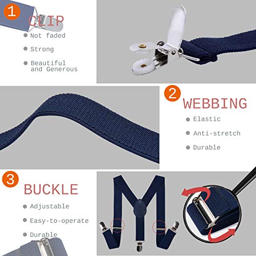 Welrog Kids Suspender Bow Tie Sets - Adjustable Braces With Bowtie Gift Idea For Boys And Girls (Navy Blue) #TOP3