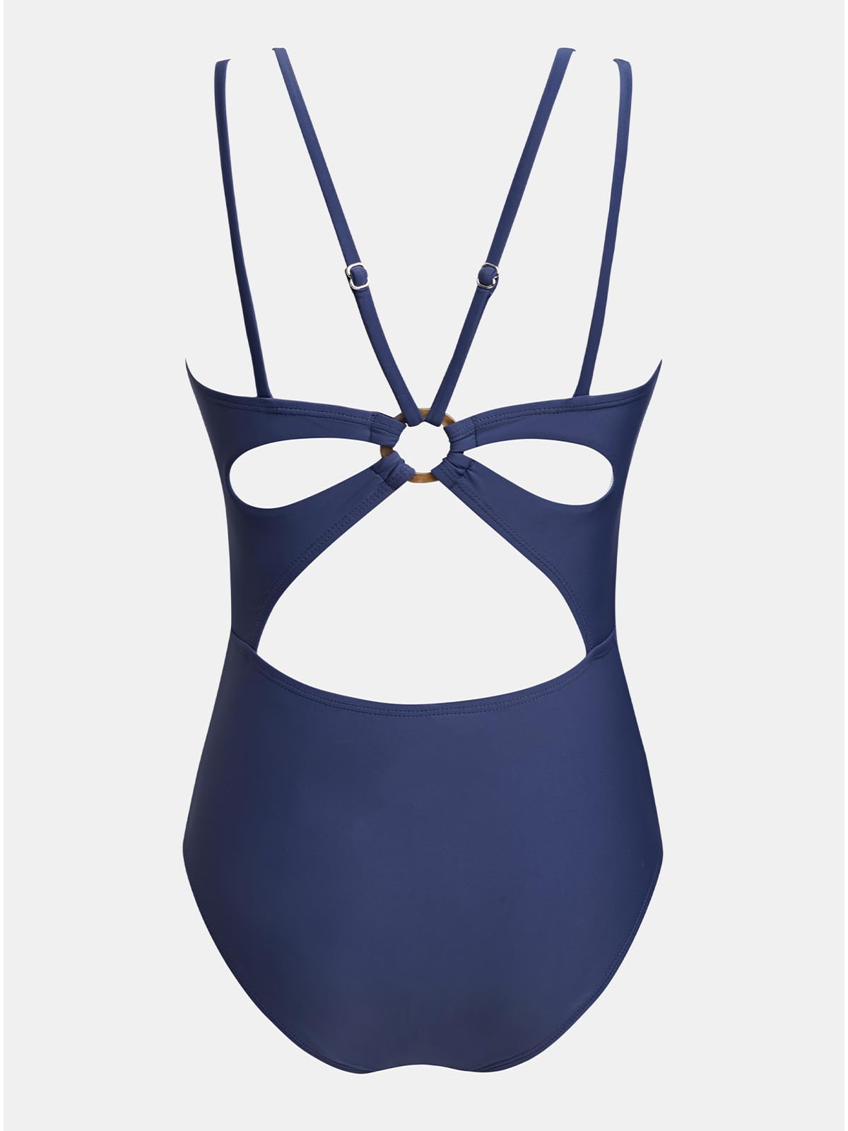 CUPSHE Maillot de bain une pièce pour femme, col en V, contrôle du ventre, double bretelles réglables, découpe dans le dos, anneau