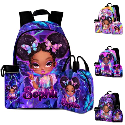 Image of Back to School Gifts Custom Backpack for Girls Personalized Toddler Backpack Purple Butterfly Customized Backpacks Little Girl Kindergarten Elementary Preschool Bookbag Girls Travel Picnic