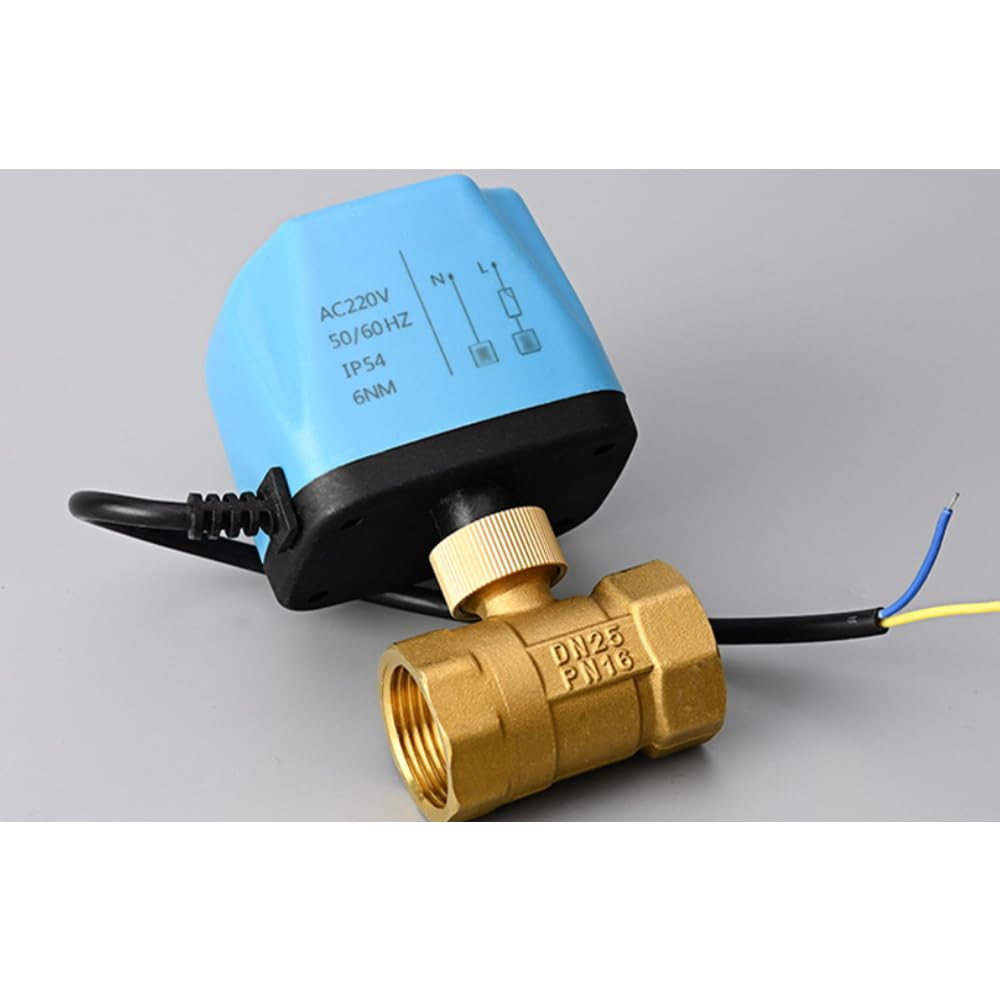 Valvola a sfera motorizzata DN15 da 1/2" 12-24V DC Valvola a sfera elettrica in ottone NO con attuatore elettrico, configurazione di ritorno automatico a 2 fili per il controllo del flusso d'acqua