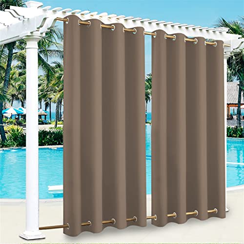 Rideaux de terrasse imperméables avec œillets antirouille en haut et en bas, rideau d'intimité coupe-vent pour tonnelle, porche, pergola, couleur café,...