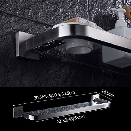 Zhanmam Bathroom Glass Shelf Corner Storage Holder Shelves With Stainless Steel Rail And Hooks Tempered Glass Wall Mounted Brushed 0131 (Size : 60.5Cm) #TOP4