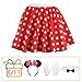 Produktbild Hook Rock Punkte Rot Weiß, Tellerrock Kostüm Rockabilly 50er Jahre Gepunkteter Rock, Rock-n Roll Karneval Kostüm für Damen, mit Maus Ohren, Schleife und Weiße Handschuhe (L)