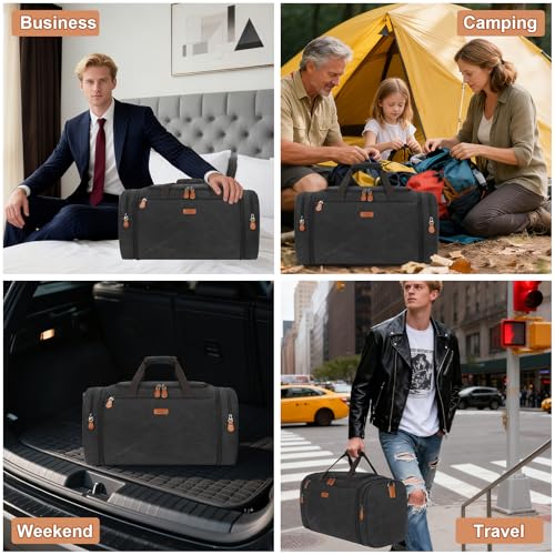 Image of TIBES Duffle Bags for Travel Expandable 50L Canvas Weekender Bag, Overnight Bag Travel Duffel Bag for Men Women Carry On for Travel Weekend Overnight Gym, Durable & Water-Resistant