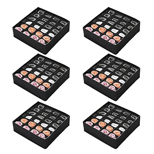 Manooby 6 Stück Kleiderschrank Organizer für Dicke Socken, Ordnungssystem Box im Schubladen Schrank, Faltbare Stabile Aufbewahrungsbox | 32x32x10cm x24 Fächer Cover