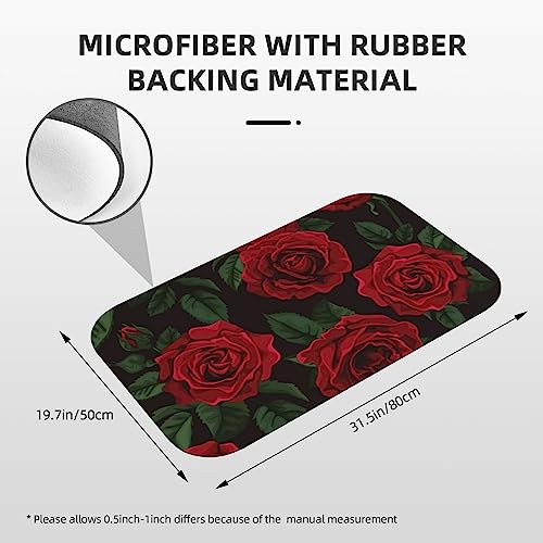 Tapis de bain séchage rapide à motif rose rouge absorbant