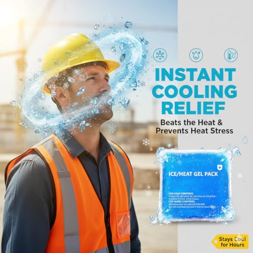 Image of Hard Hat Ice Pack Inserts, Helmet Ice Pack, Cooling Gel Packs for Cold Compress, Blue, 2 Pack
