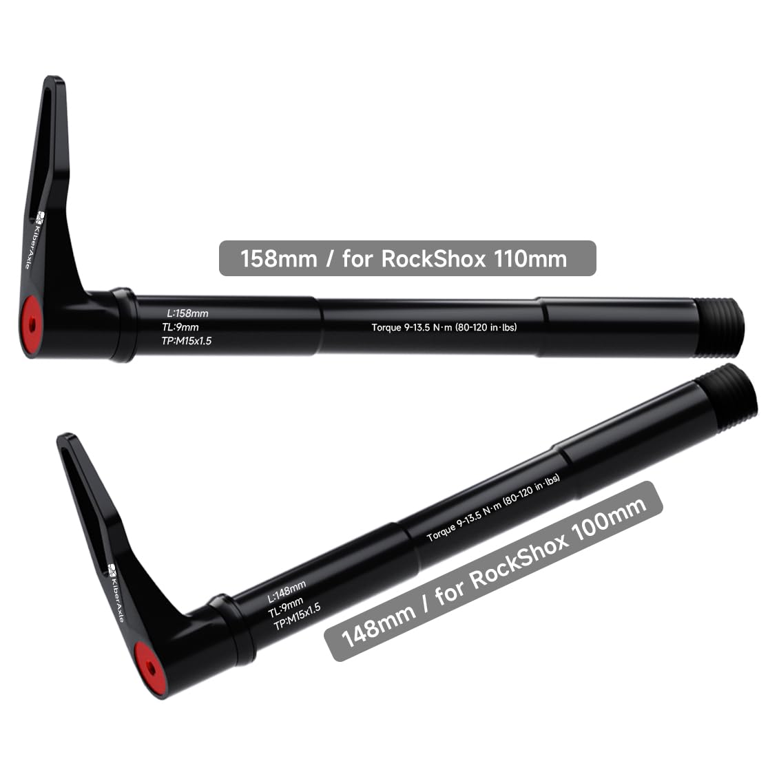 Quick Release Thru Axles for RockShox Fork, Aluminum Alloy Hubs Adapter Axle with Adjustable Revolve Handle 15mm x 110mm