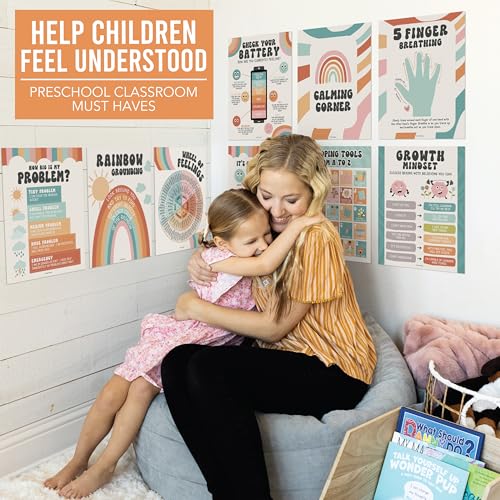 Hadley Designs 9 Calming Corner Posters For Classroom Must Haves For Teachers -11x14 Calm Down Corner Supplies, Feelings Chart For Kids Ages 4-8, Feelings Wheel Poster, Retro Classroom Decor - Image 4