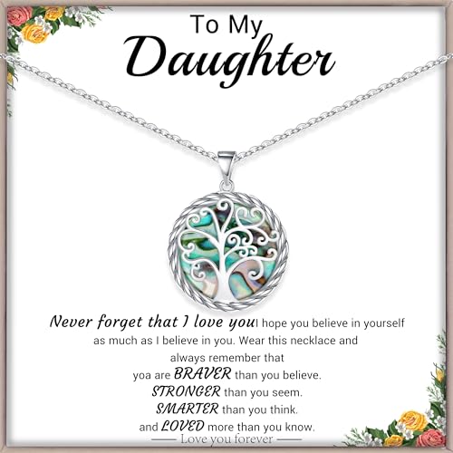 Christmas Gifts for Women Tree of Life Necklace for Women Birthday Gifts for Her Stocking Stuffers Pendant Necklace with Shell Tree Mothers Day Gift for Mom Grandma Wife Daughter Anniversary Christmas Jewelry