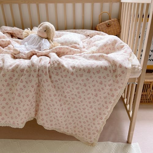 Image of BuLuTu Crib Quilted Blankets Muslin Baby Blanket Toddler Quilt Super Soft Lightweight Kids Comforter Reversible Toddler Blanket for Stroller Travel, Galsang Pattern, 47 inchx59 inch