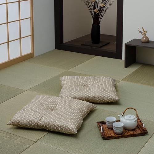 イケヒコ・コーポレーション 座布団 銘仙判 日本製 錦 ベージュ 約55cn×59cm...