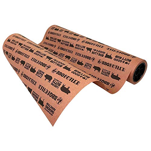 Bbq Butler Pink Butcher Paper - Kraft, Peach Paper - Brisket Smoking Paper - Paper For Wrapping Meat - Smoker Supplies - Smoking Accessories - Cooking Paper - Printed Roll, 24 in x 100 ft