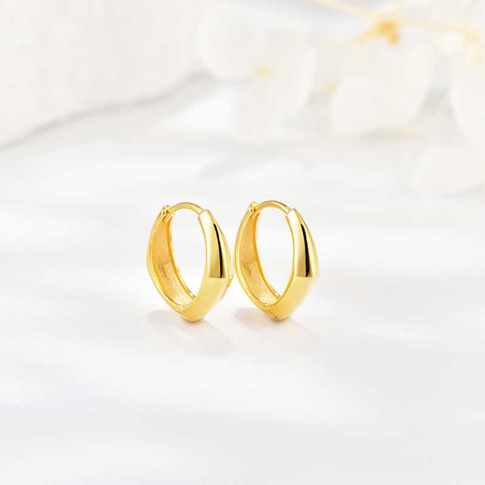 Epinki Prawdziwe złoto biżuteria Creole Hoop 9K/14K/18K żółte złoto, okrągłe kolczyki damskie vintage, kolczyki damskie 18/14/9-karatowe złoto