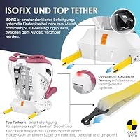 KIDIZ® Autokindersitz mit Isofix i-Size R129 100-150cm bis 12 Jahre, Kinderautositz Gruppe 0/1/2/3, mitwachsender Kindersitz, 5-Punkt-Gurt, höhenverstellbare Kopfstütze, Sitzerhöhung Auto, Rosa – Ansicht 8