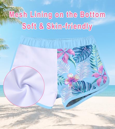 Image of Vogseek 4-10T Girls Rashguard 2 Pieces Long Sleeve Swimsuit Swimwear with Shorts