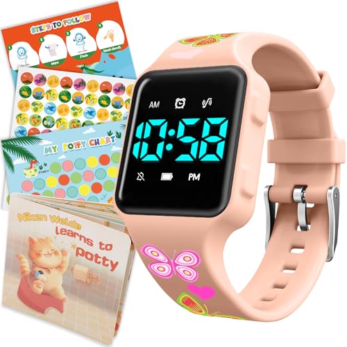 Image of Toddler Potty Training Set - Potty Training Watch with Musical /Vibration Countdown Alerts, Fun Board Book, Progress Chart & Reward Stickers - Interactive Potty Training Kit for Kids Ages 2-6