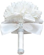 Colorful Foam Roses Artificial Flower Wedding Bride Bouquet Party1 (White+White)
