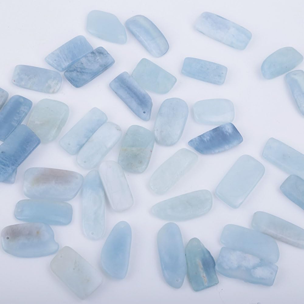 Natural Aquamarine Slice Pendant Necklace for Women & Men, Tumbled Blue Crystal Pendant with Stainless Steel Chain, Healing Stone Jewelry Gift - Image 8