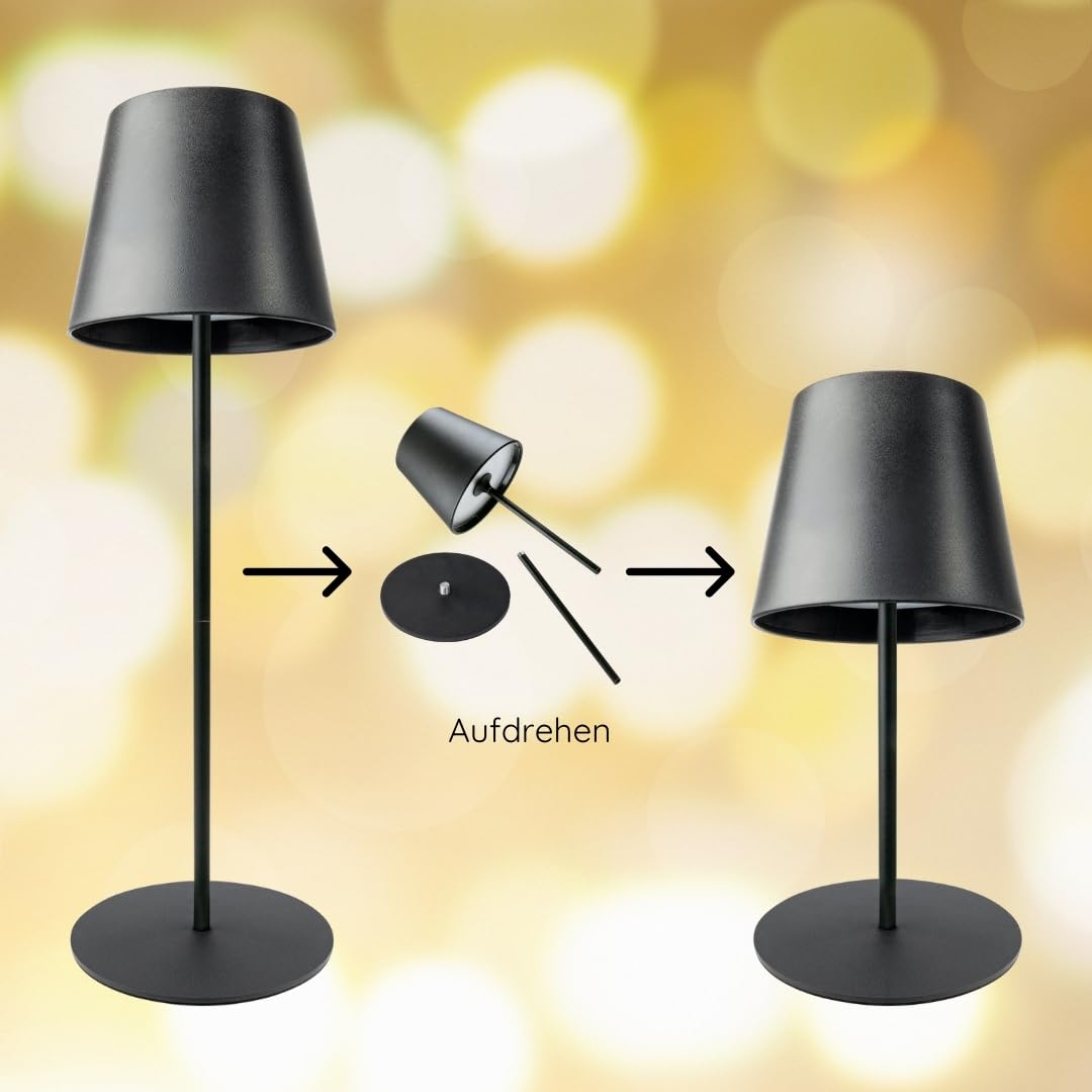 SCHWAIGER Lampada da tavolo a LED divisibile con controllo touch, lampada a batteria con RGB e bianco caldo, protezione IP44 e ricaricabile tramite USB-C, lampada senza fili per interni ed esterni