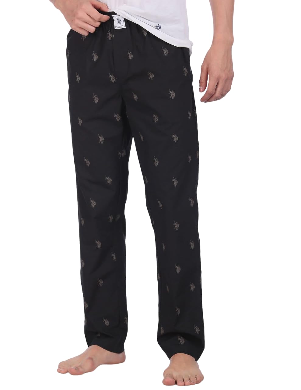 u.s. polo assn. Men Black I506 Comfort Fit Print Cotton Lounge Pants - Pack Of 1-picture-32