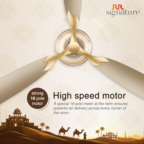 Image of RR Signature Jaipur Mahal NEO 1240 MM | Royal Design Ceiling Fan for Home and Office | High Speed 320 RPM | Thar Gold, 3 Year Warranty & Free Installation