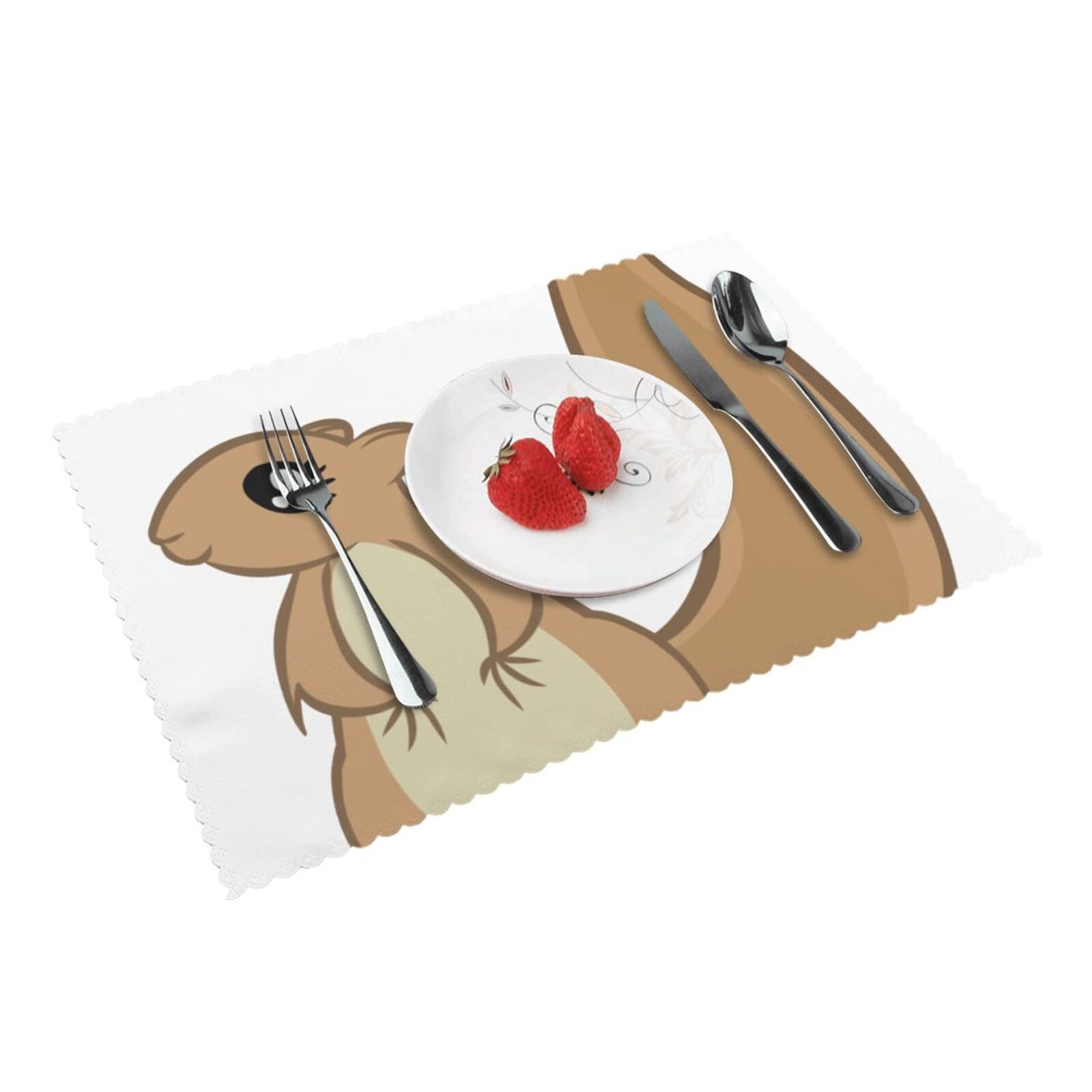 Bnvsadc Cartoon Squirrel 4 Pcs Heat Resistant Placemat 45X30 Cm, Printed Non-Slip Place Mats For Kitchen Dining Table Indoor Outdoor