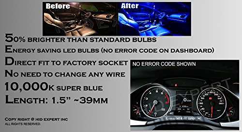 Icbeamer 2 Pcs 39Mm Canbus 3 Led 6418 C5W License Plate Or Interior Dome Replace Halogen Lights Bulbs [Color: Blue] #TOP3