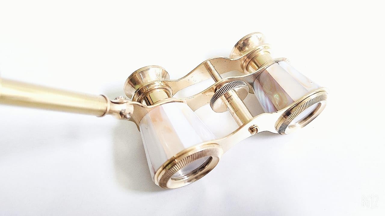 Nautical Brass Opera Glasses Binoculars with Handle- Captain's Mother of Pearl Solid Brass Opera Glasses Binoculars-Pocket Size Handel Binoculars for Kids, Bird Watching, Hunting Binoculars Gift-image-36