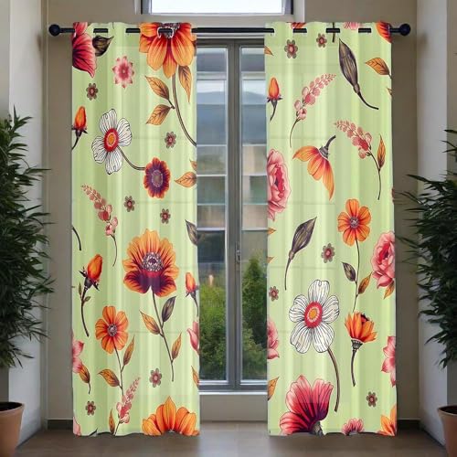 Mateju Cortinas Salon Modernas 2 Piezas, 2025 3D Cortinas Dormitorio, Visillos Salon, Ojales, para Comedor/Cocina (Flores de Verano,132x244cm)