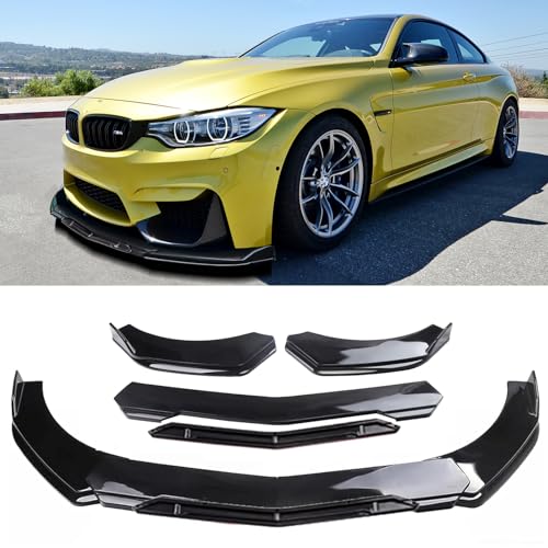goodfitment Universal Front Lip for Car,Glossy Black Front Bumper Lip, ABS Adjustable Sharp Corner Front Bumper Lip Splitter Protector Replacement for Most Vehicle (Glossy Black w/Black)
