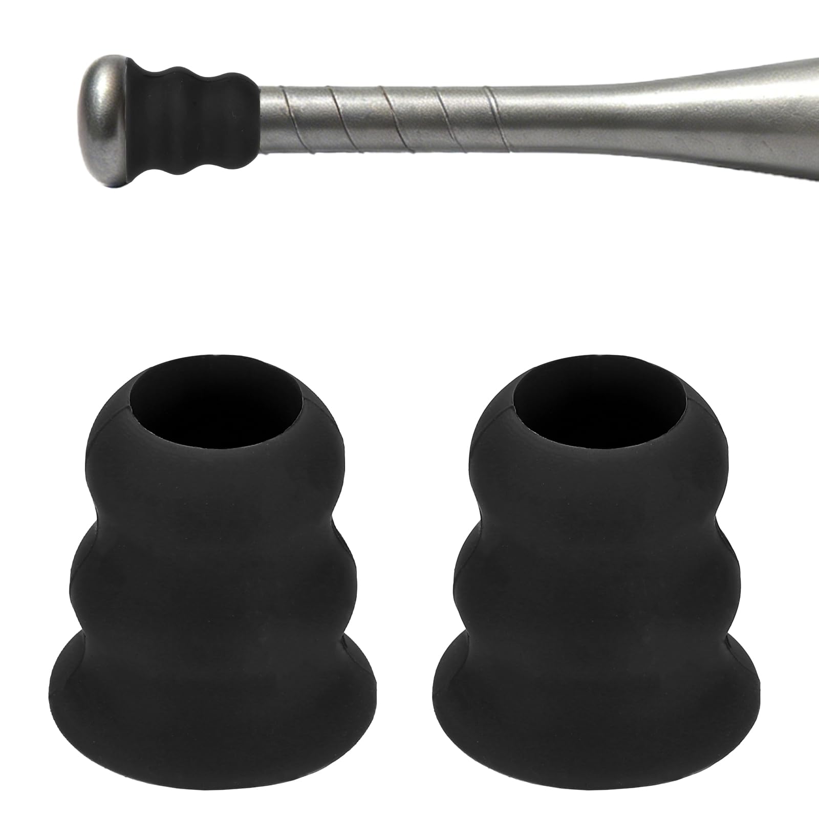 YELARXI Bat Taper, Bat Knob Taper Softball Grip Silicone Non-slip Ergonomic Enhanced Grip Easy Installation 2Pcs & Black - Fit for (Most Softball Bats/Baseball)