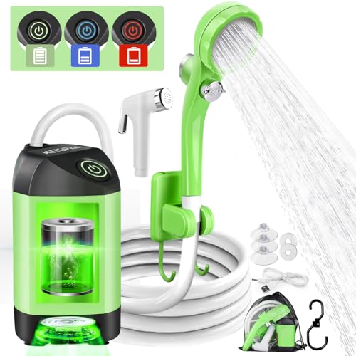 AUTOPkio Portable Camping Shower - Outdoor Camp Shower with Showerhead Sprayer & Rechargeable Battery Pump for Camping, Travel, Hiking, Car Washing, P
