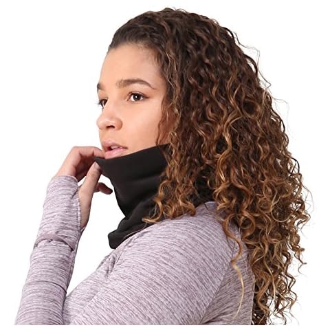 TrailHeads Micro Fleece Neck Warmer | Winter Neck Gaiter | Contoured Tube Scarf For Women and Men - black Cover